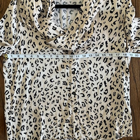 ZARA Oversized Leopard Animal Print Satin Tie Neck Blouse Top Shirt Sz M - Picture 5 of 10